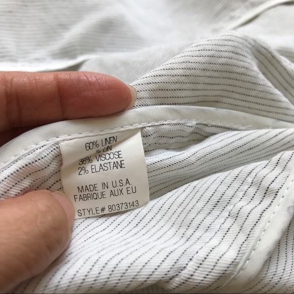 Theory One Button Linen Pin Striped White Blazer 0 - Picture 10 of 12